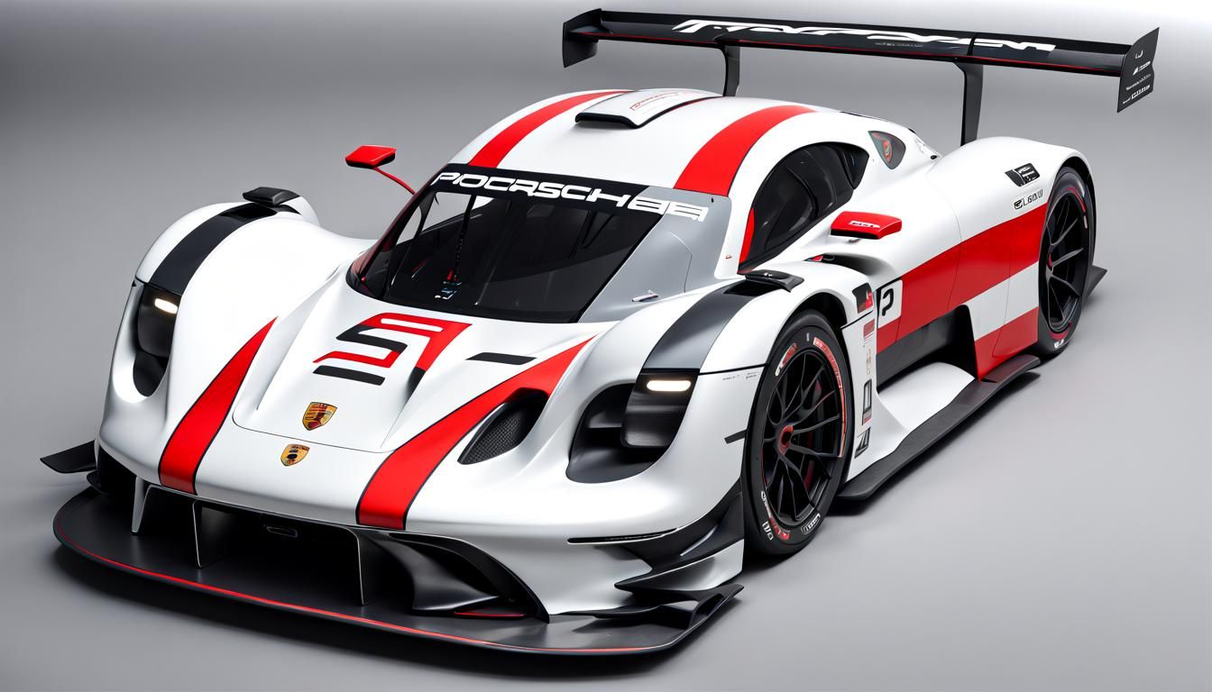 Porsche Taycan GT1 Le Mans Race Car on White