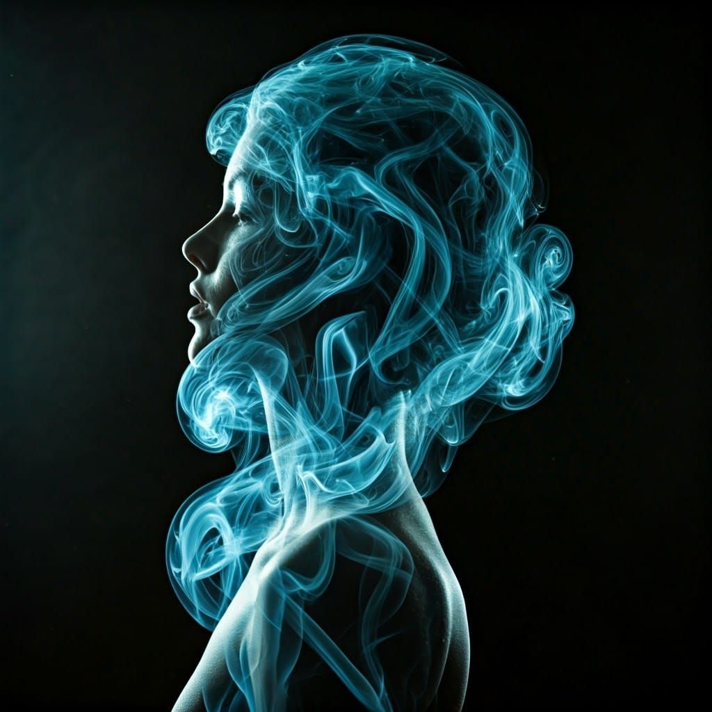 Smoky Silhouette of a Woman in Abstract Curves