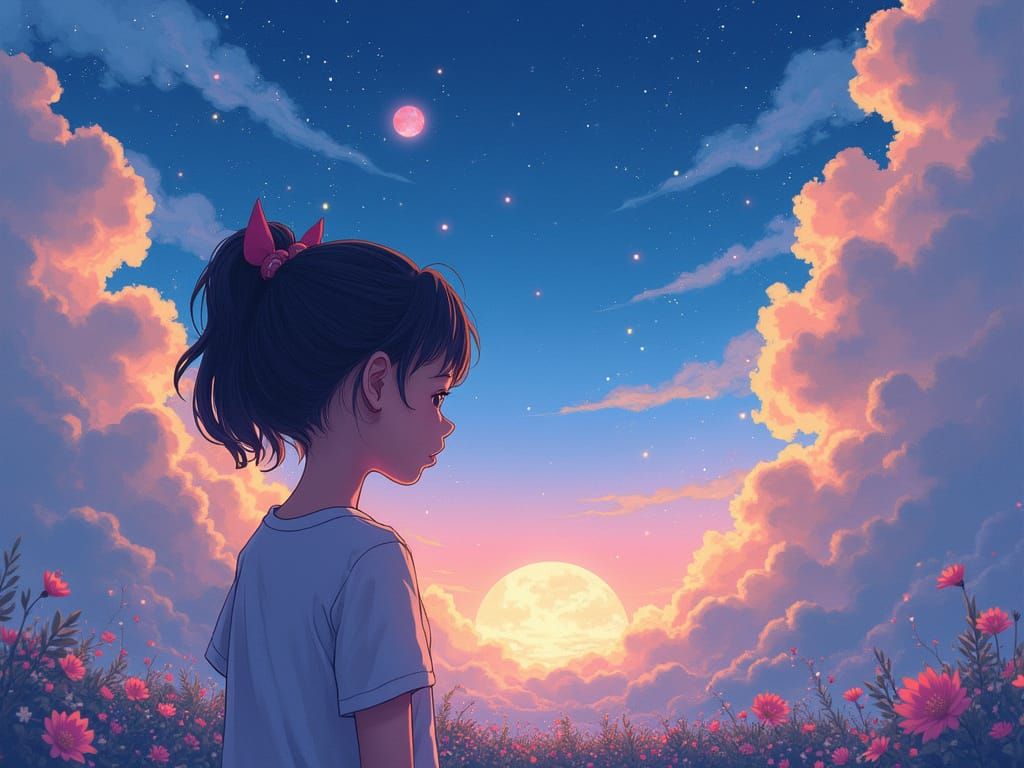 Dreamy Anime Girl Lost in Serene Reverie