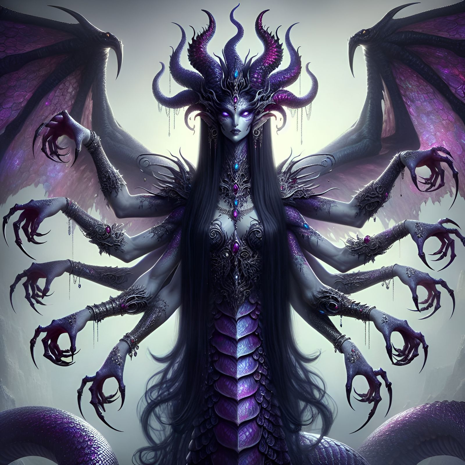 Epic Marilith Demon with Swords in Ultra HD