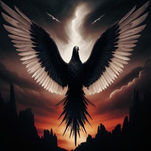 Winged Figure in Moonlit Landscape, Expressionist Style