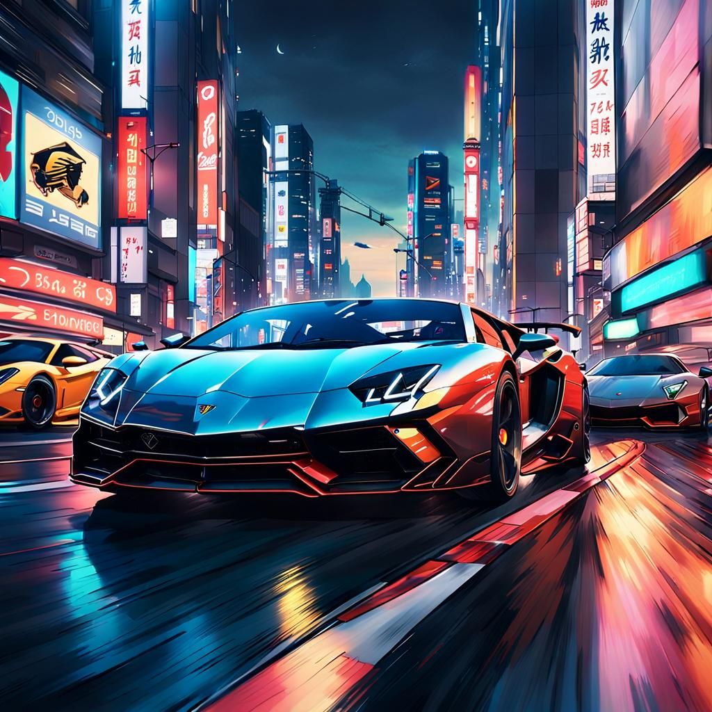 Futuristic Tokyo Street Race in Sci-Fi Concept Art