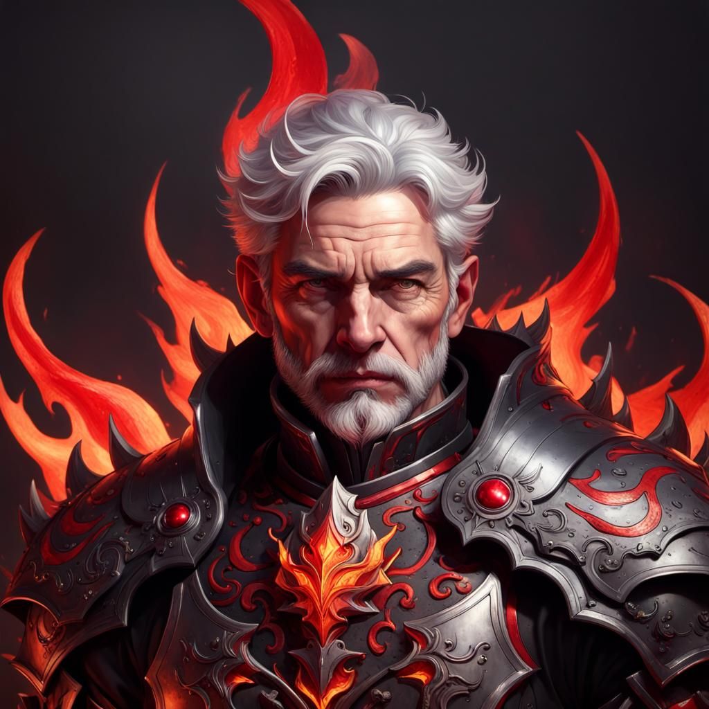 Demonic Wealthy Man in Archaic Armor, Digital Art