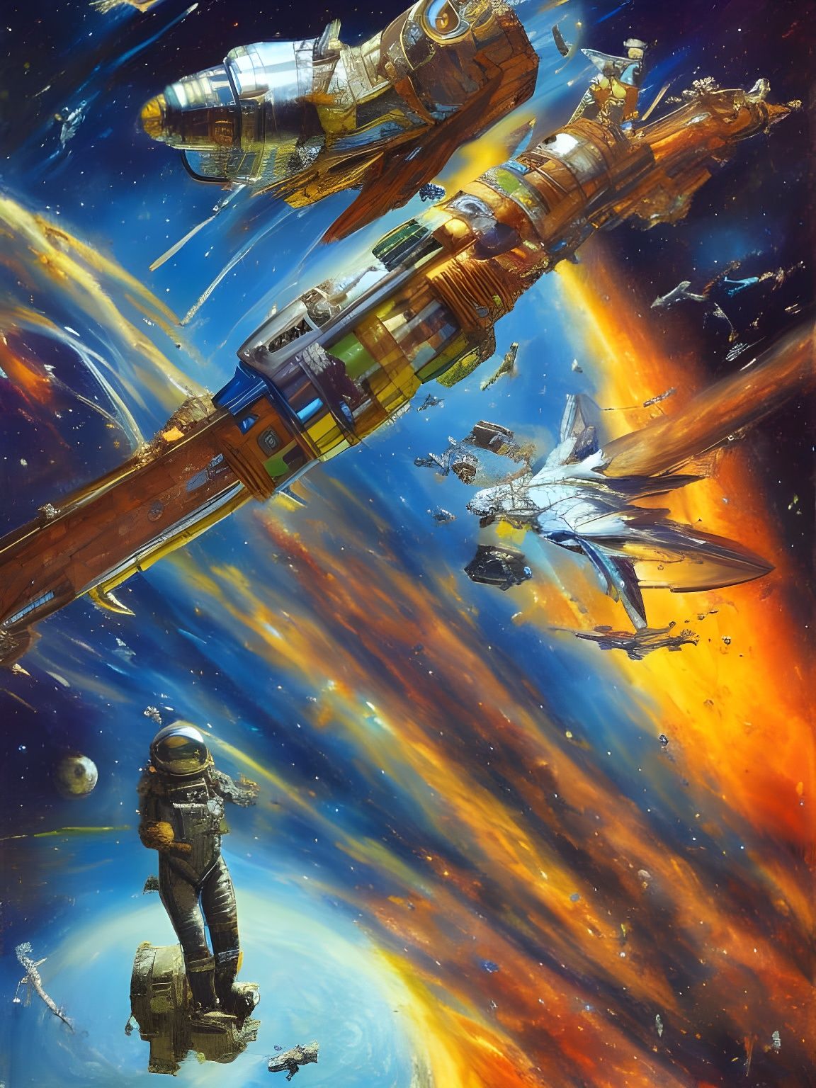 Sci-Fi Space Squirrel Artwork in Acrylic Style