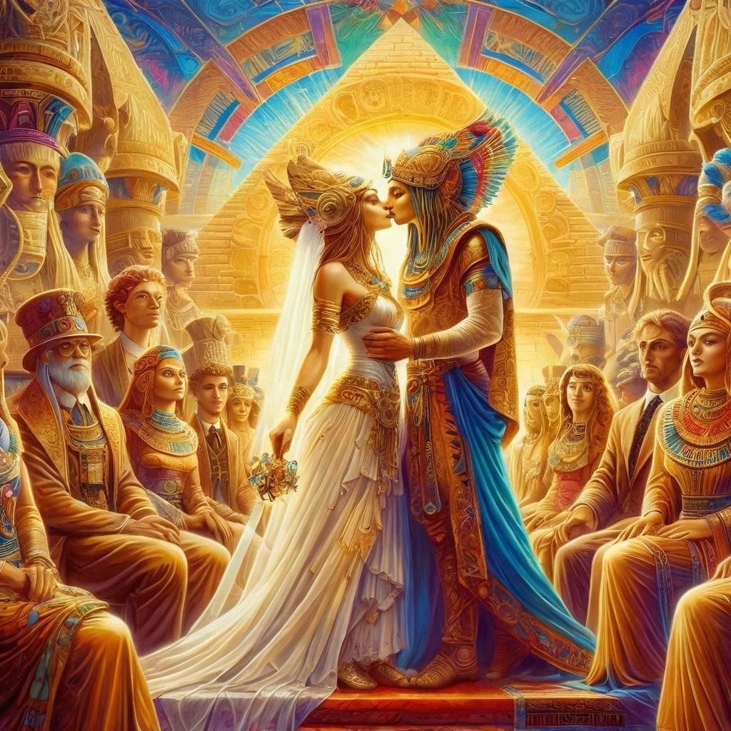 The wedding ceremony of the Goddess Isis and her brother Osi...