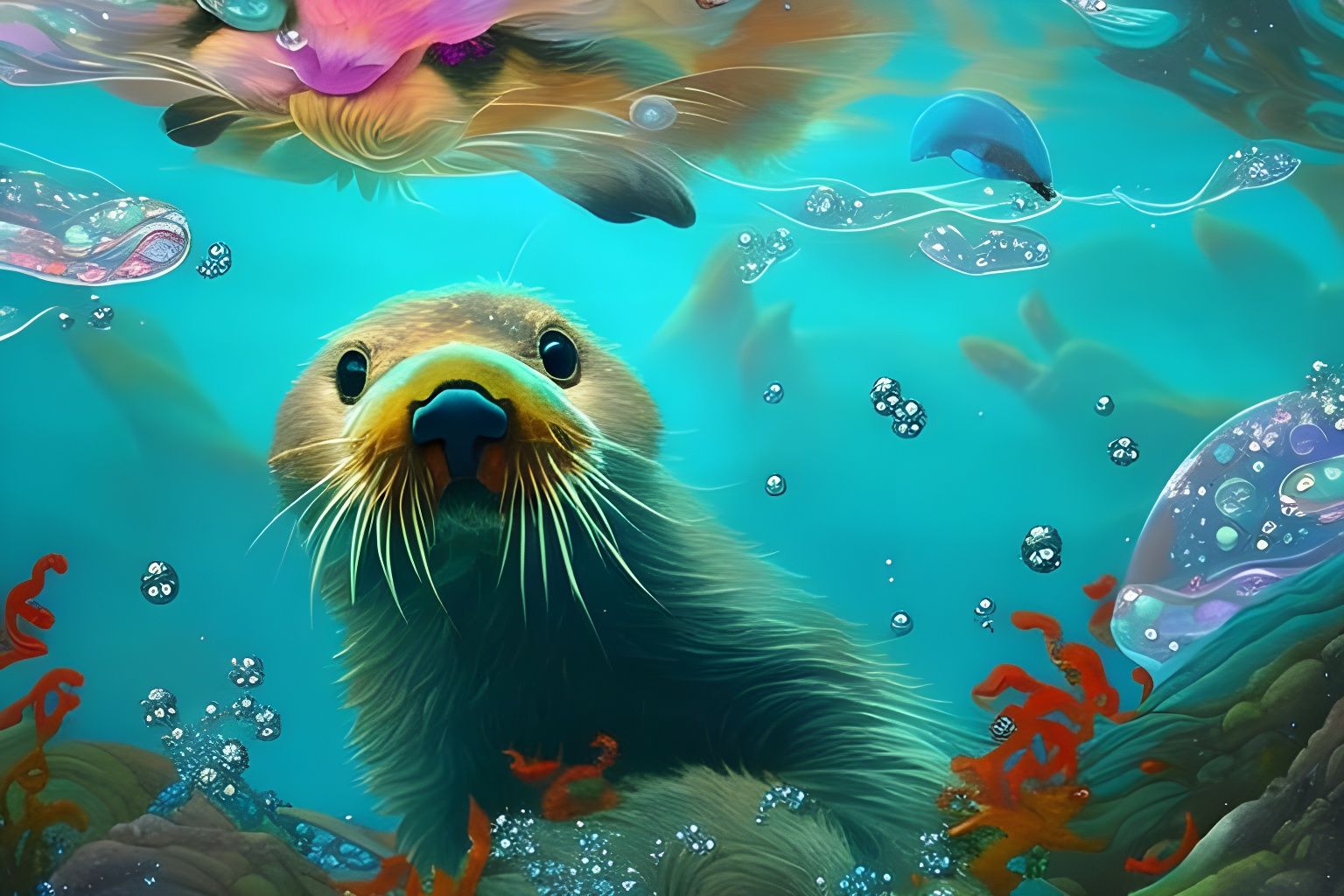 Chibi Sea Otter in Rococo Style