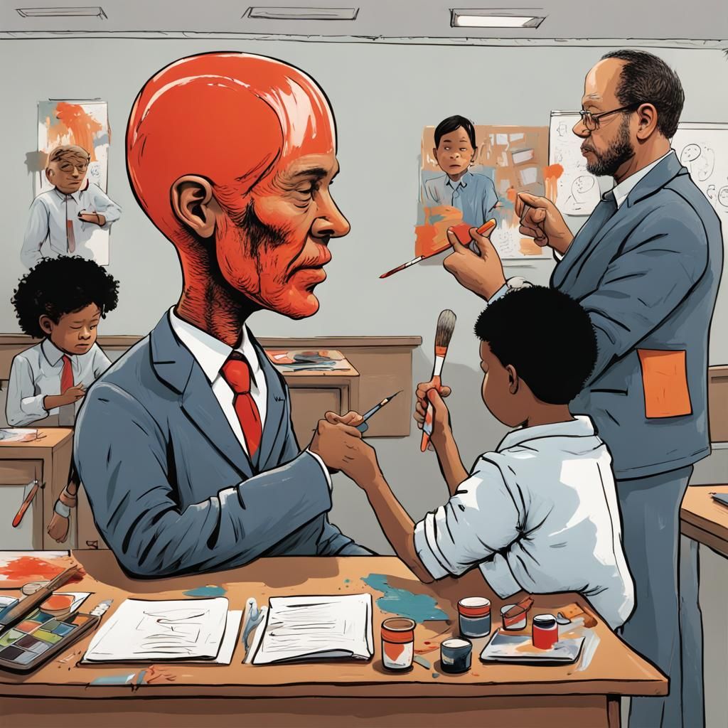 Child's Brain Painted: Pop Art Digital Illustration