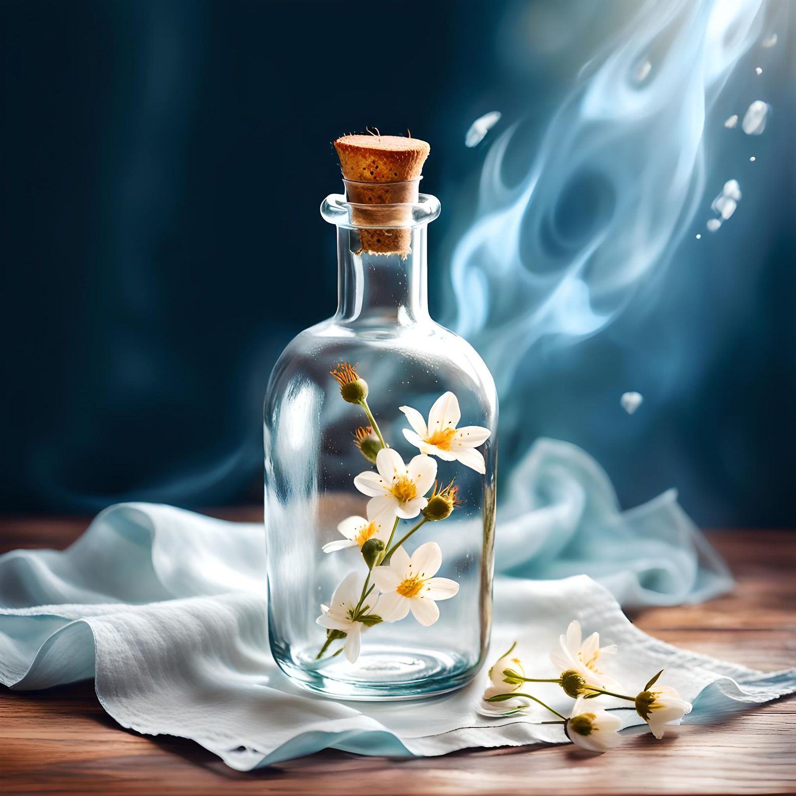 Cherry Blossoms in Glass Bottle Still Life