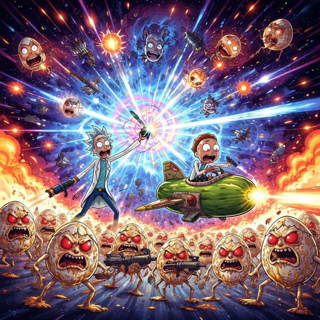 Epic Galactic Battle: Angry Eggs vs Rick & Morty