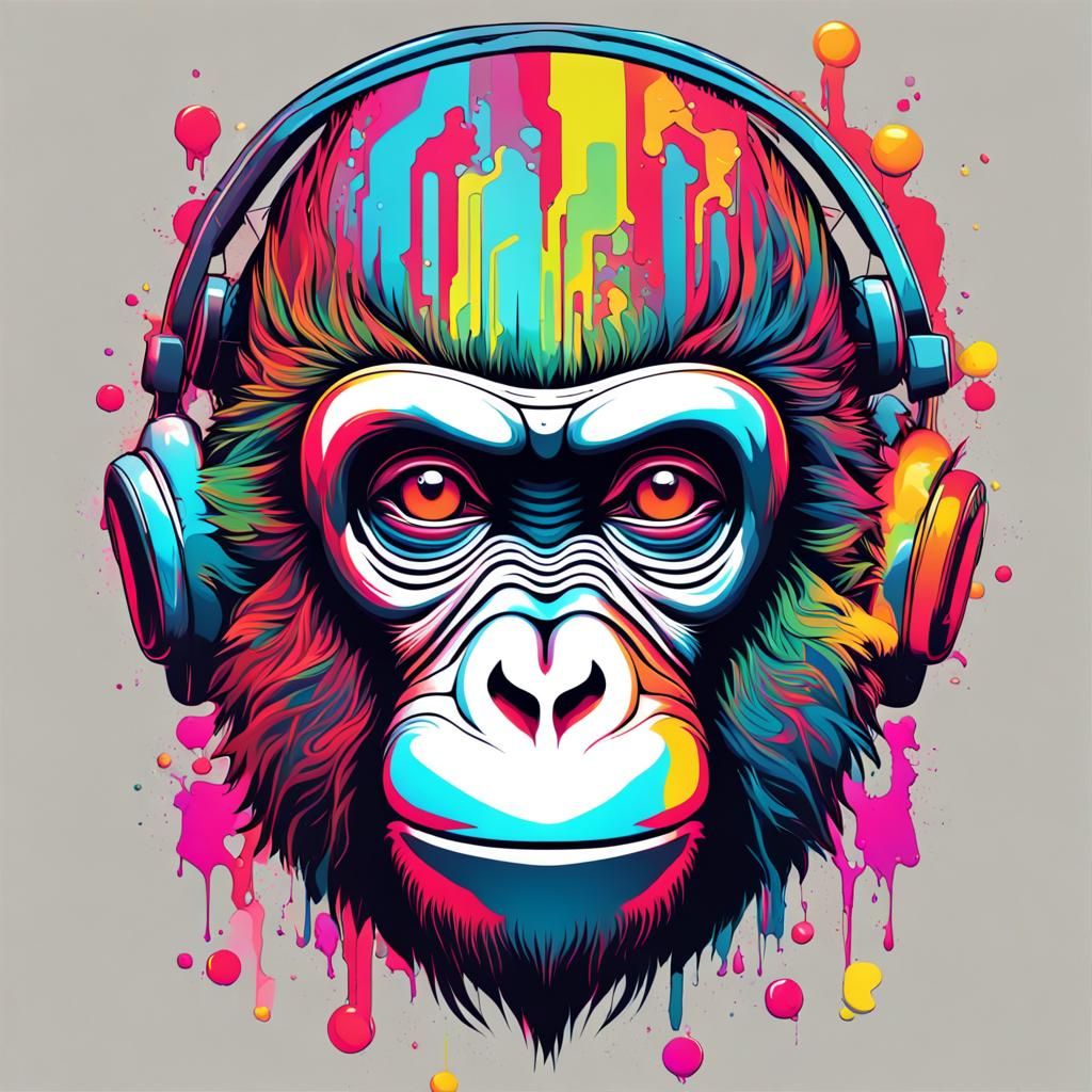 A neon monkey, vector t-shirt design