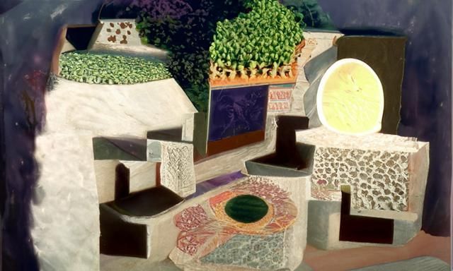 Hedge Maze in Pointillist Style