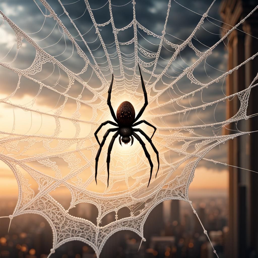 Lace Web: Epic Digital Painting of a Spider