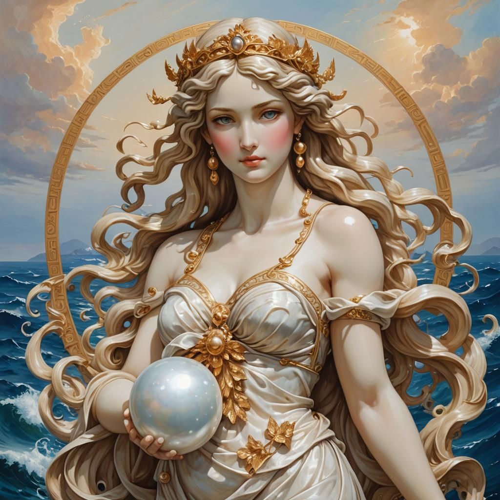Aphrodite Pearl: 3D Anime Art of Greek Goddess