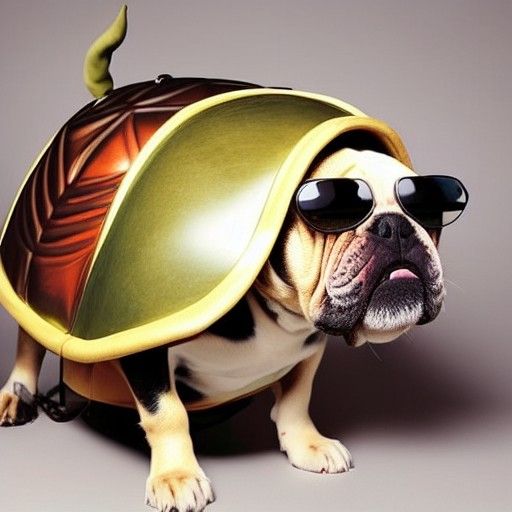 Dog Wearing Turtle Shell Demonstrates Superiority