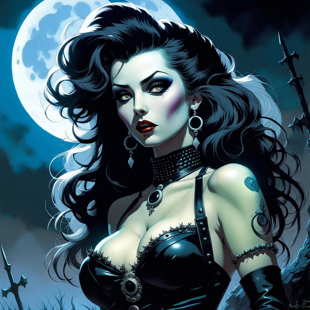 Bioluminescent Goth Pin-Up in Graveyard