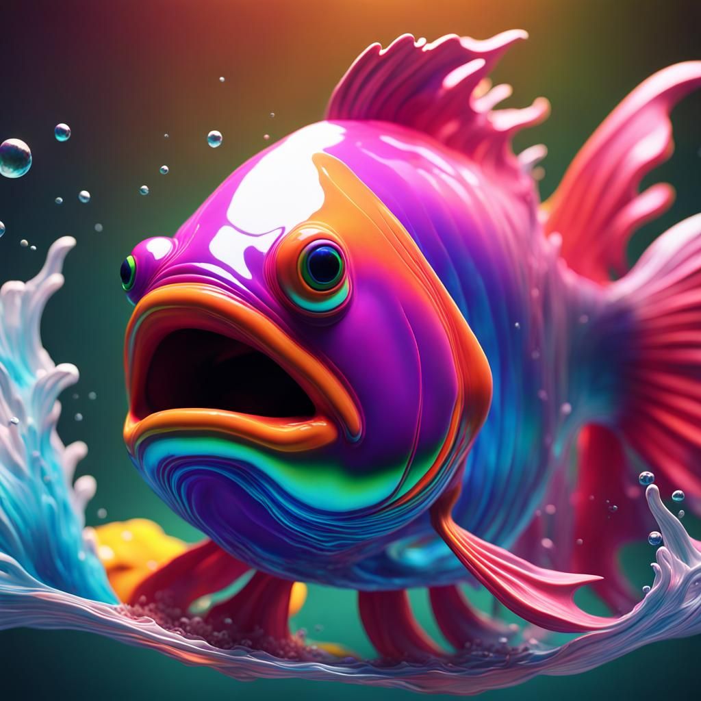 Whimsical Surreal fish , fantasy art