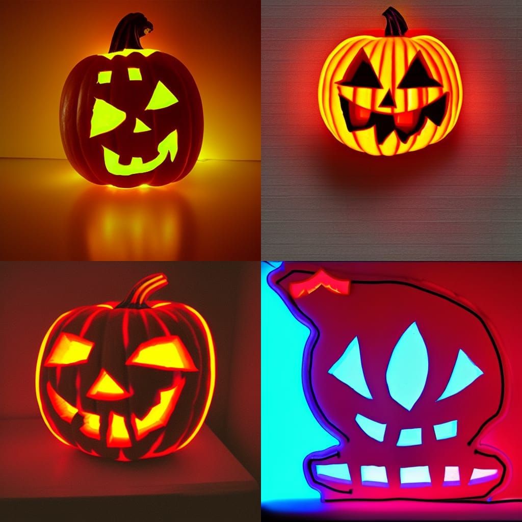Neon Jack-o'-Lantern with Bloody Glow