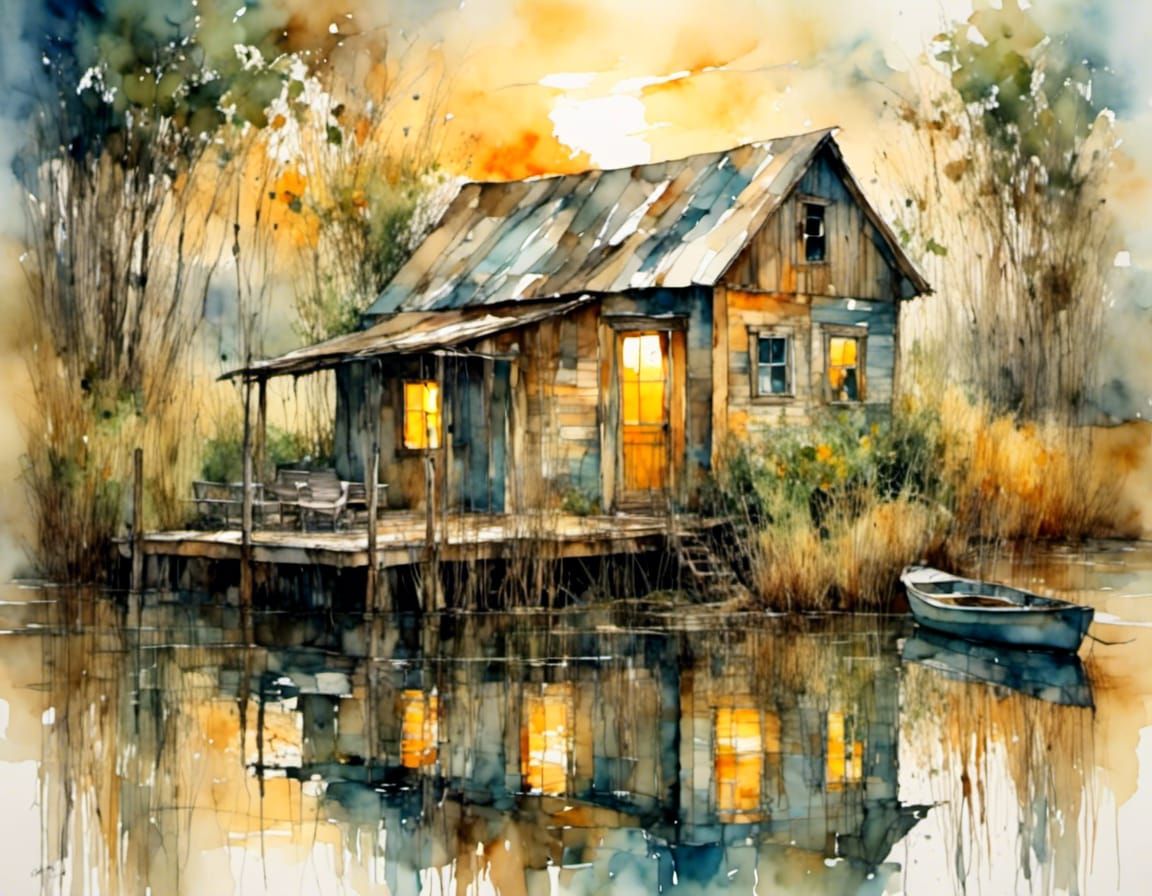 Florida Marsh Sunrise: Impressionistic Marsh Landscape