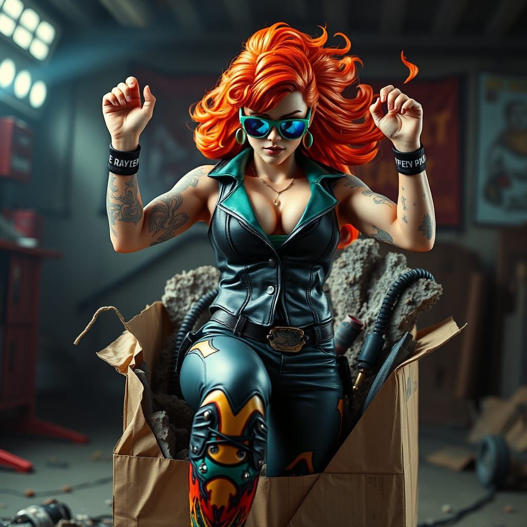 Fiery Wrestler Breaks Free, Gritty Cinematic Style