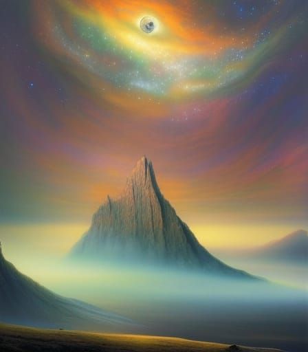 Cosmic Fantasy Landscape with Alien Flora in Hyperrealism