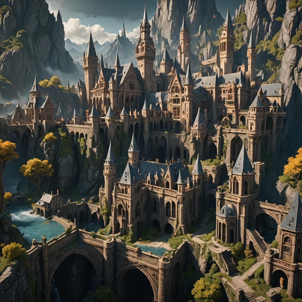 Fantastical Castle Concept Art in Detailed Matte Painting