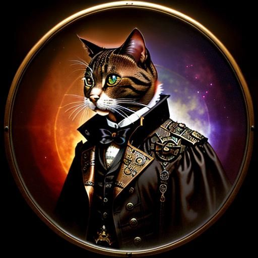 Steampunk Cat Wizard in Victorian Setting