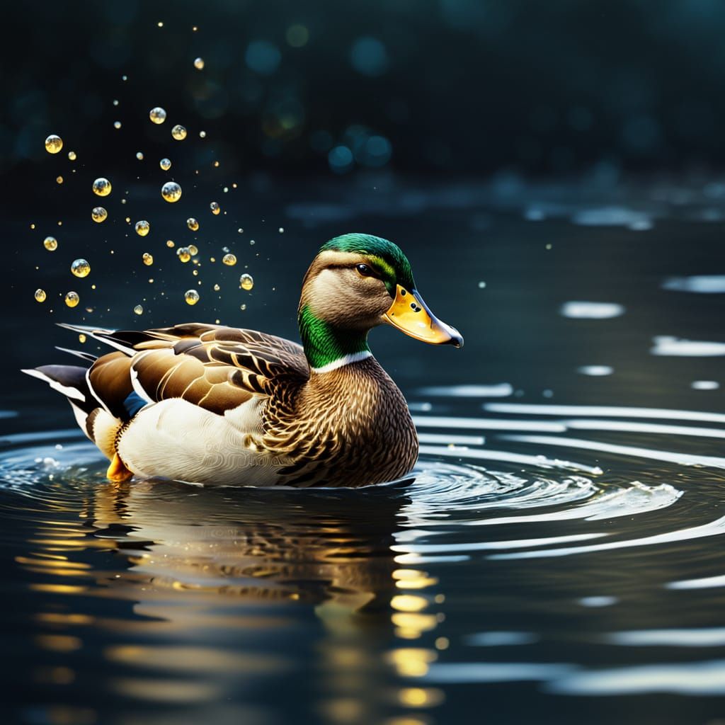 Duck Hunting Fish: Vibrant Digital Wildlife Art