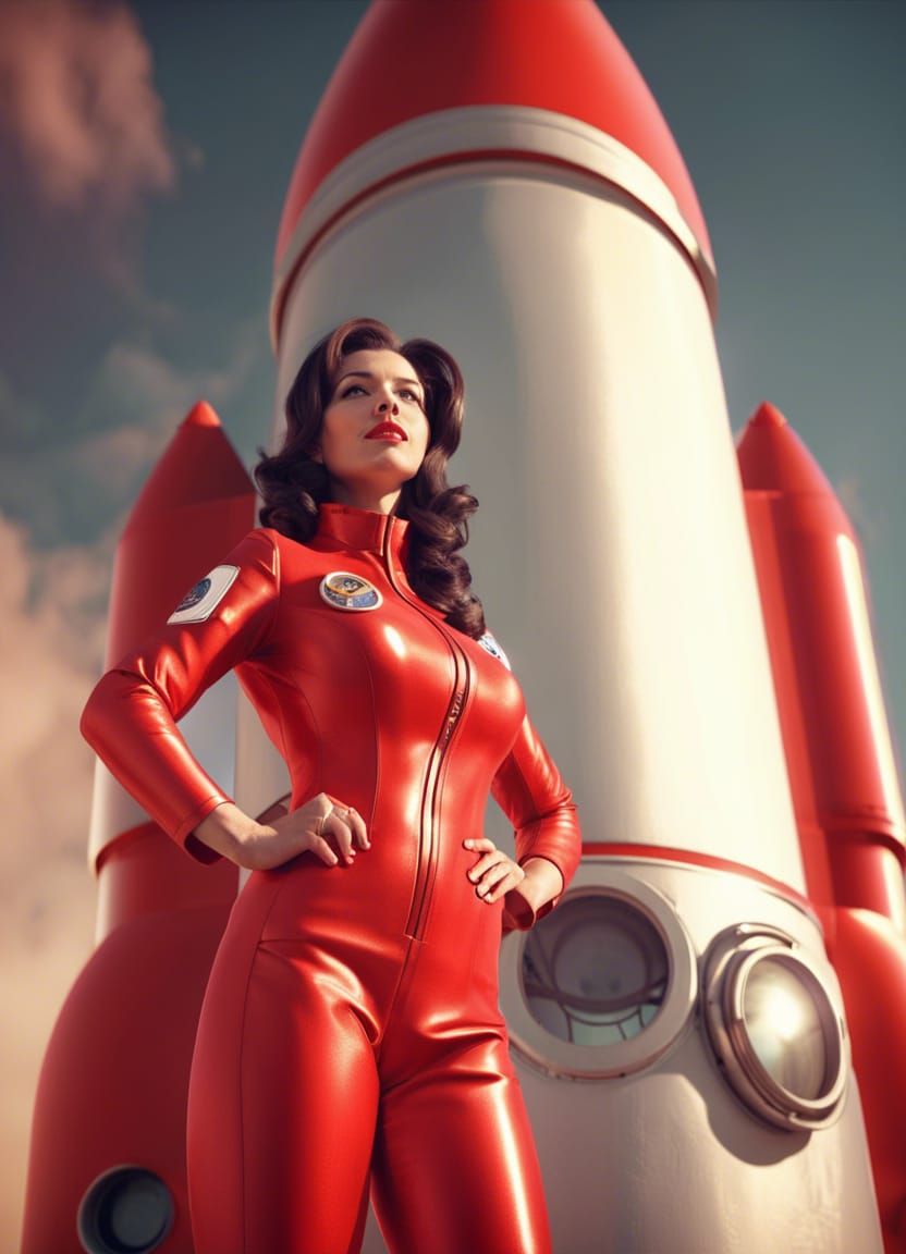 Retro Sci-Fi Pin-Up Girl in Elvgren Style