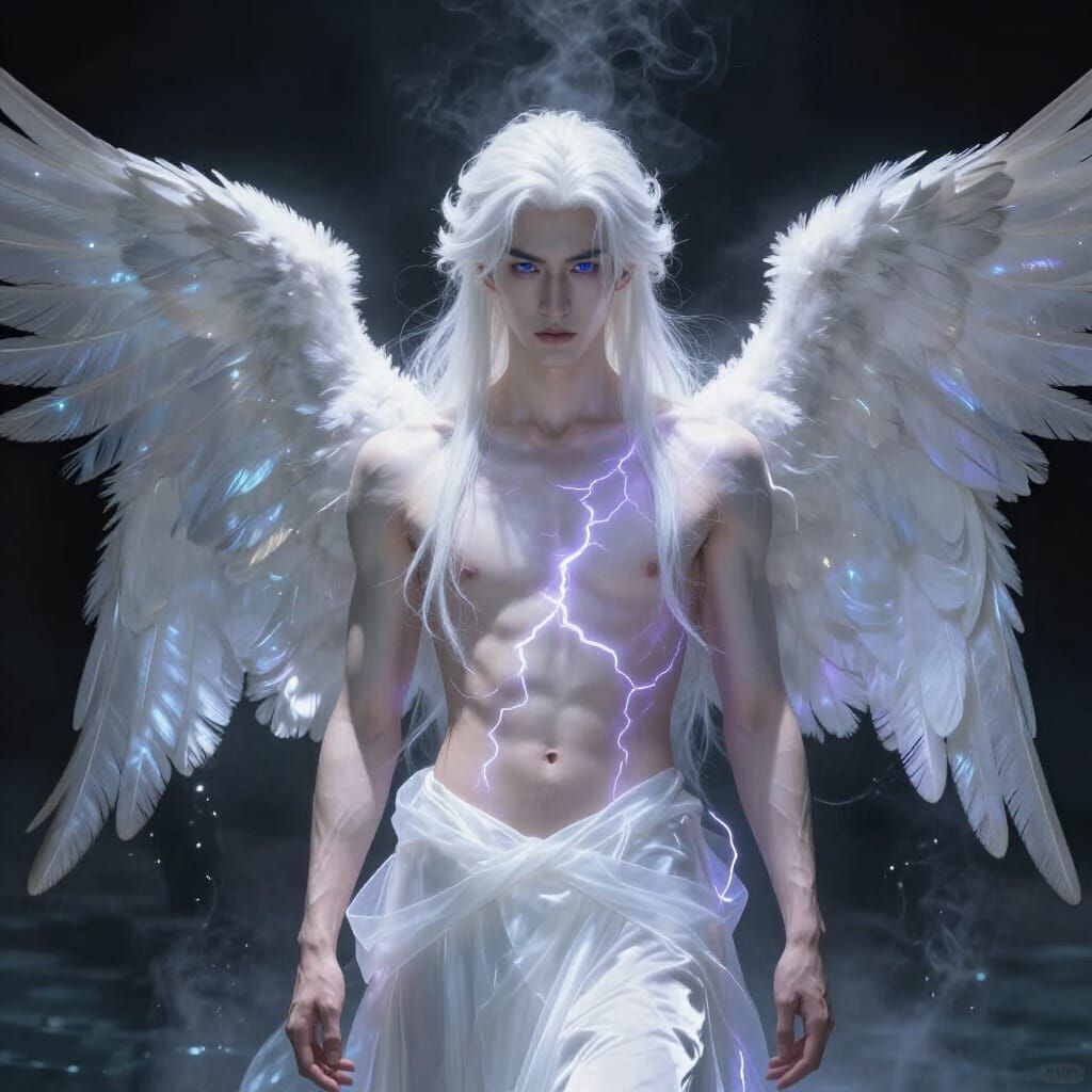 Celestial Angelic Being in Shimmering Void