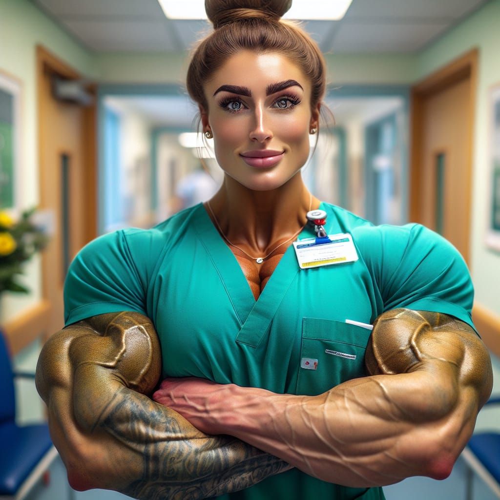 Photorealistic Image of a Muscular Scottish Nurse