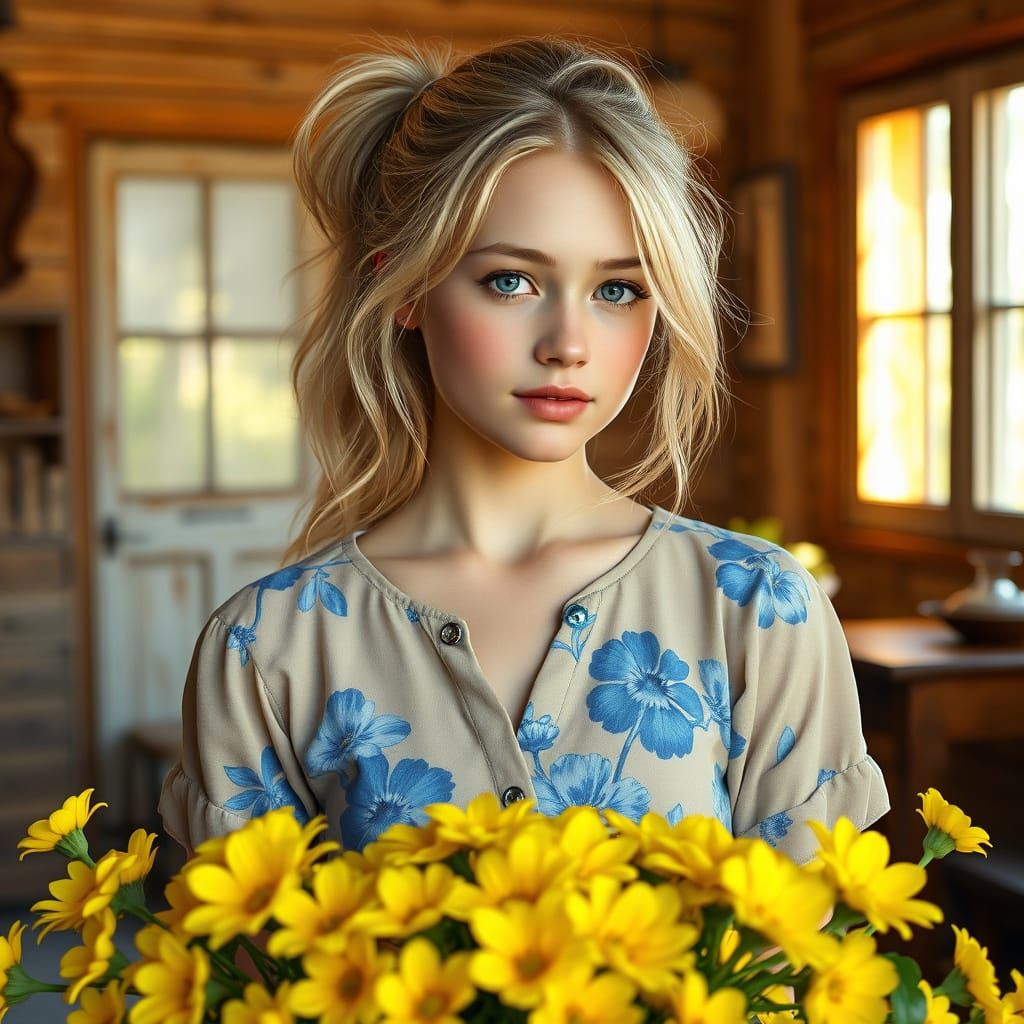 Ethereal Girl in Floral Bloom Studio