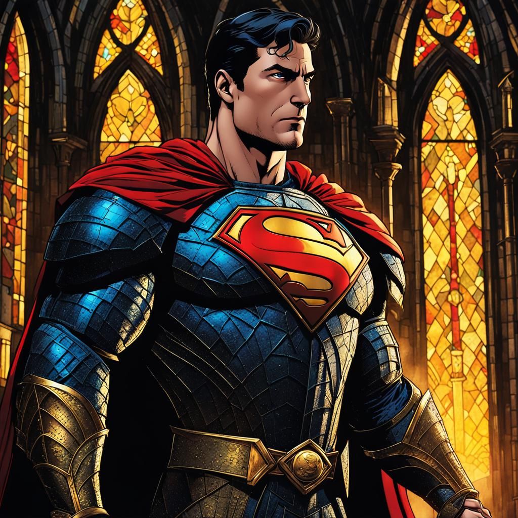 Medieval Superman in Gothic Comic Book Art
