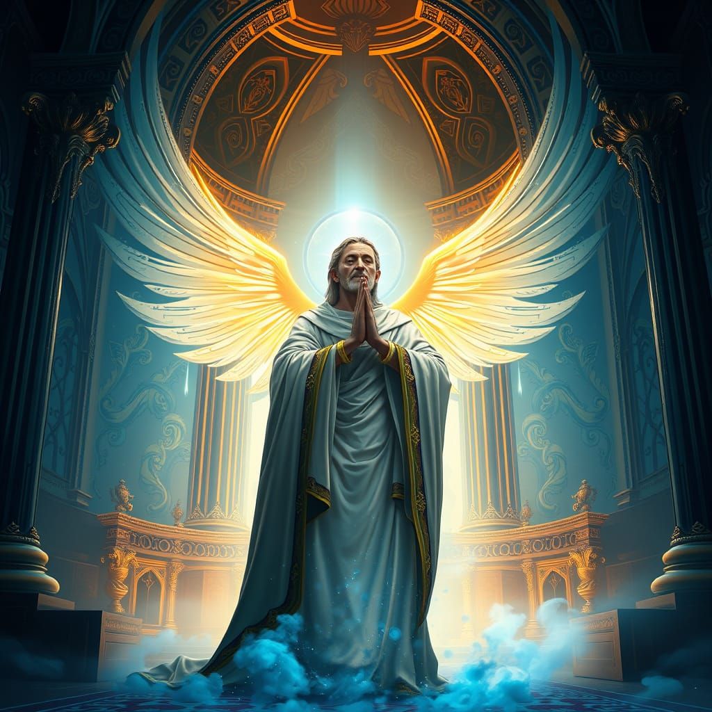 Heavenly Praying Figure in Fantasy Concept Art