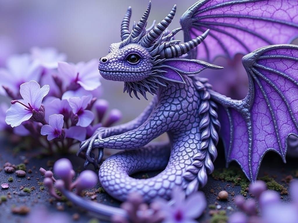 Delicate Violet Dragon in Elegant Digital Art