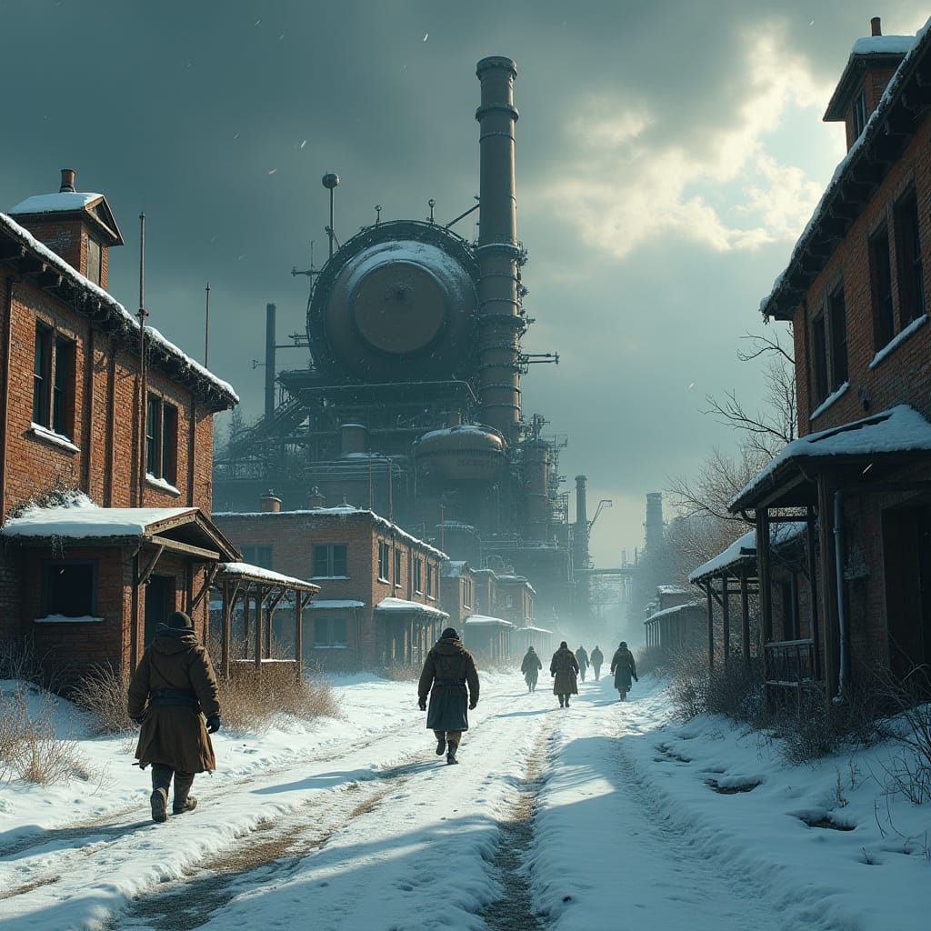 Grim Industrial Metropolis in Stormy Weather