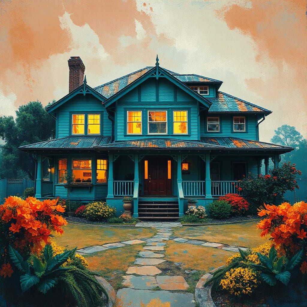 Vibrant Australian Dreamhouse in a Smudged Grunge Palette