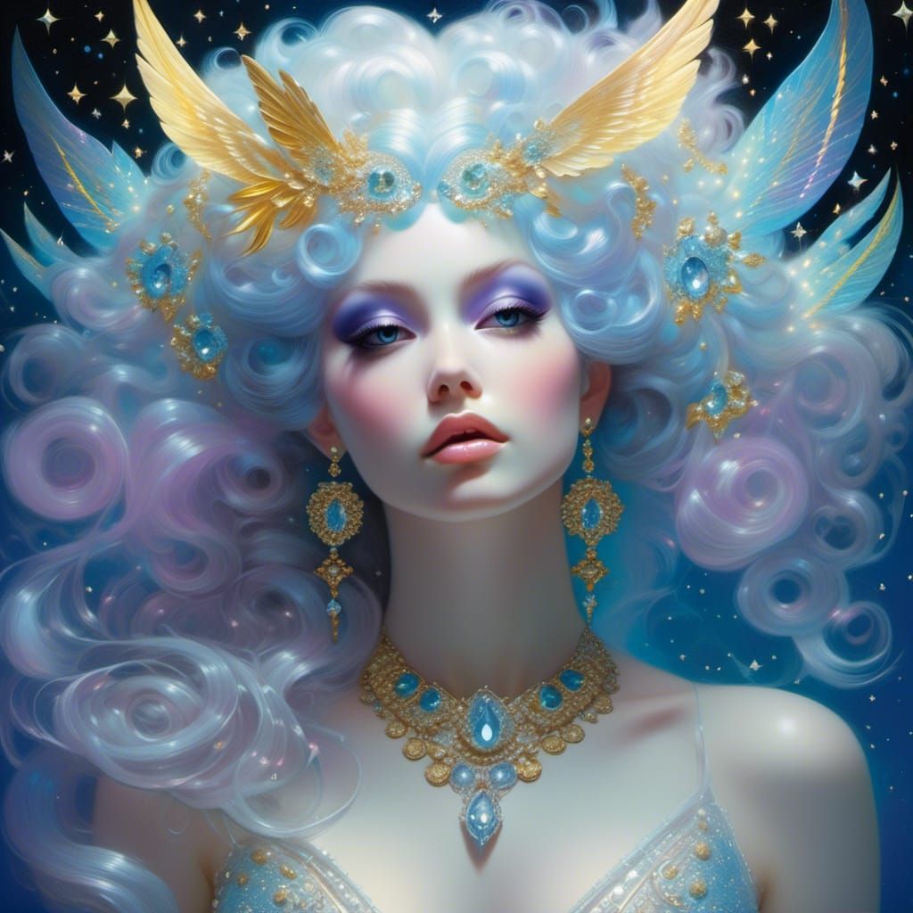 Opalescent Starlight Being Above Moonlit Lake