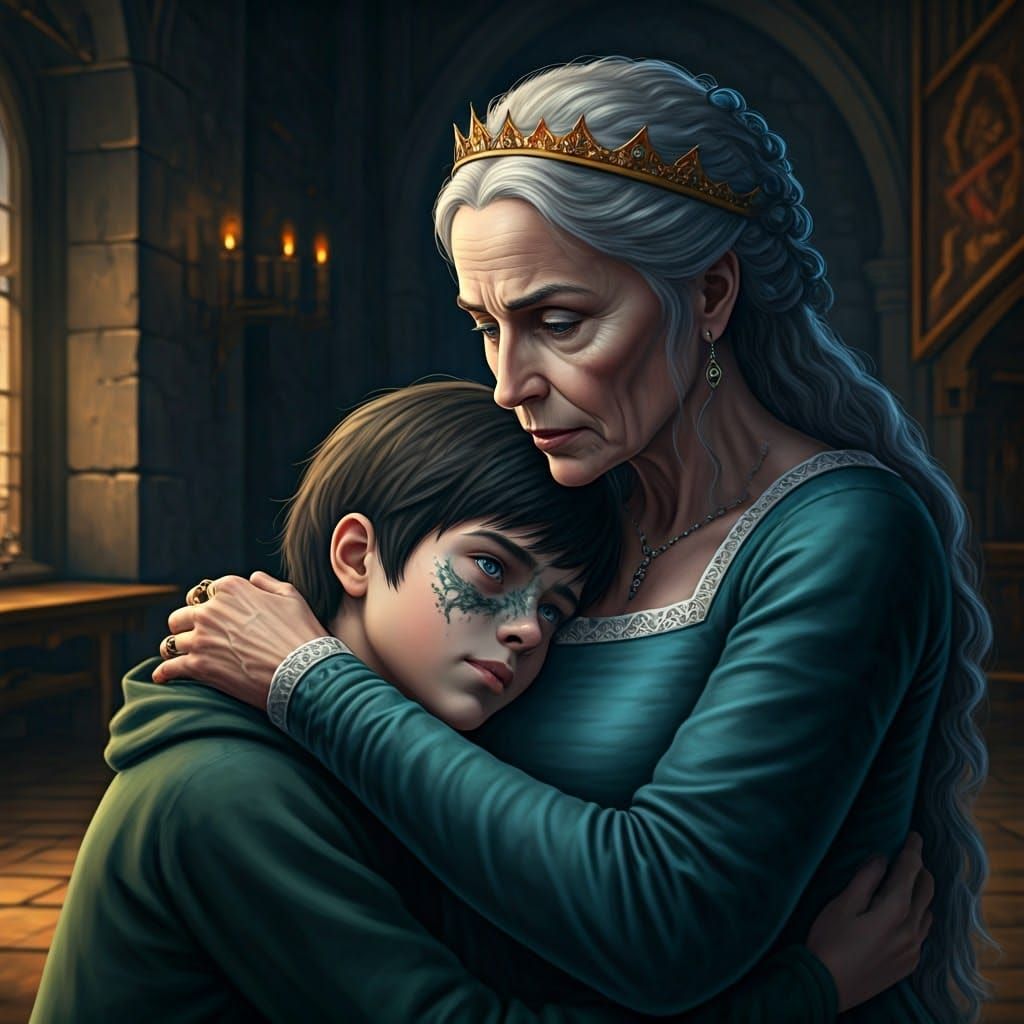 Medieval Queen's Tender Embrace