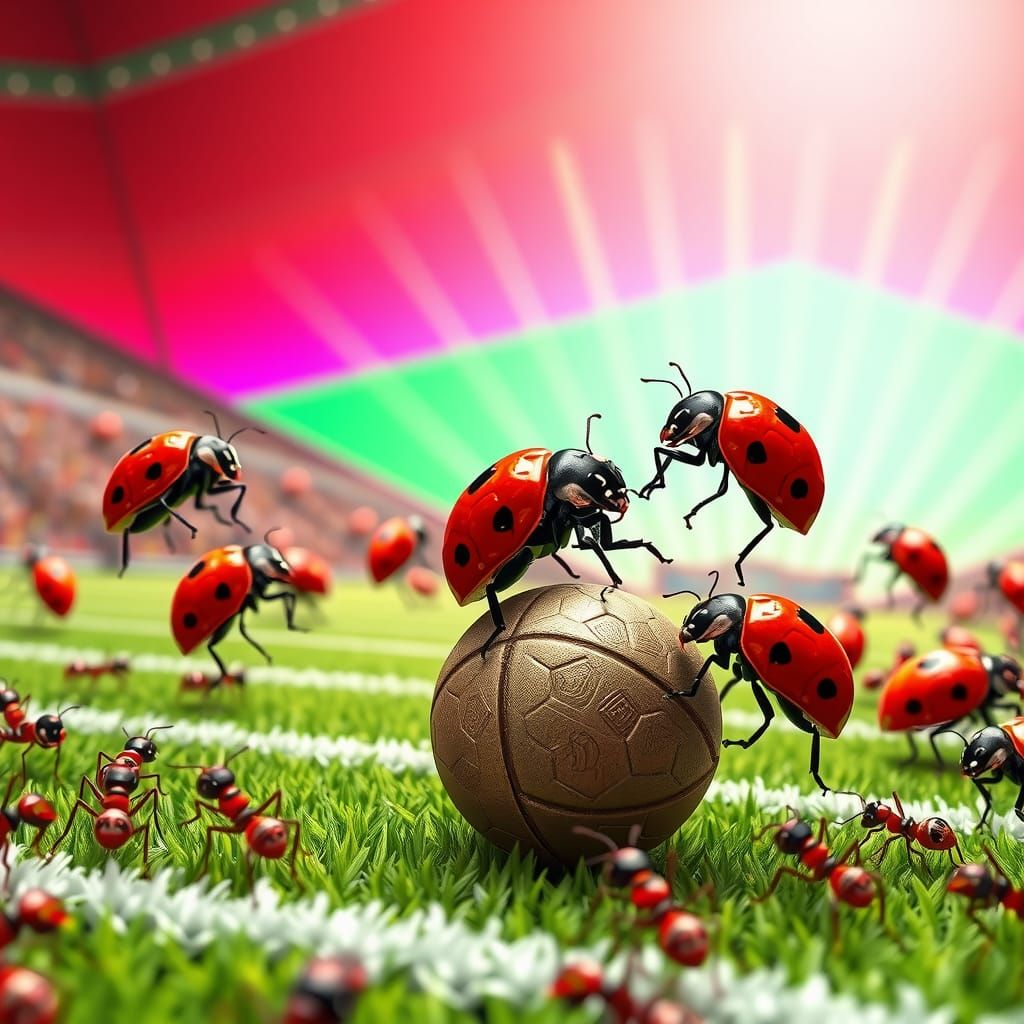 Ladybugs Play Football: Pixar-Style 3D Animation
