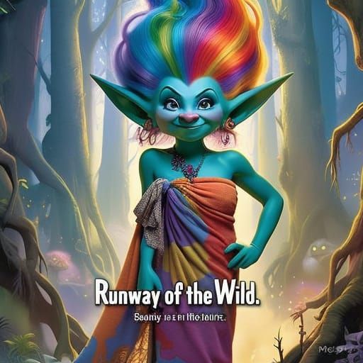 Fantasy Troll Goddess in Retro Movie Poster Style