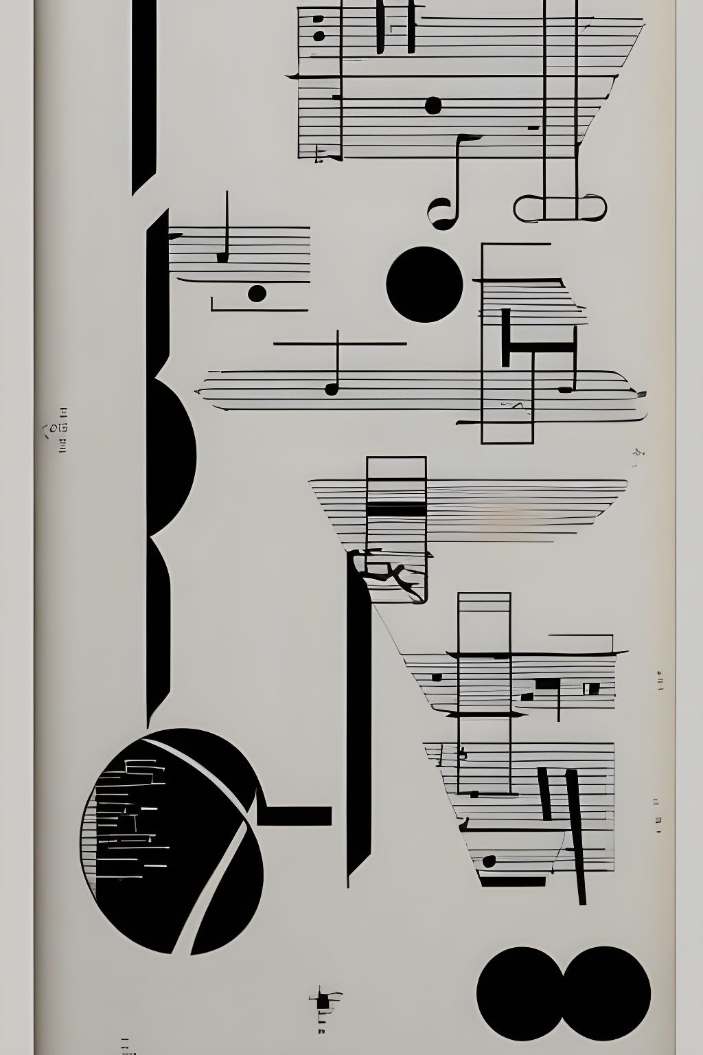 Minimalist Retro Game Music Notes in Black and White