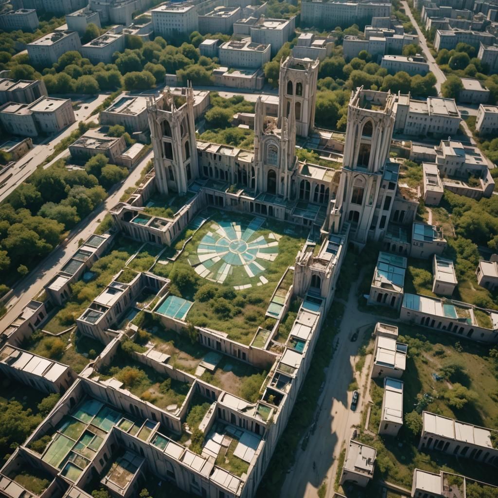 Stained Glass City Ruins in HDR Style