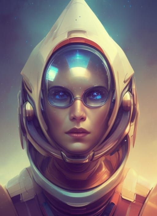 Beautiful Space Pirate Portrait in Hyperdetailed Digital Art