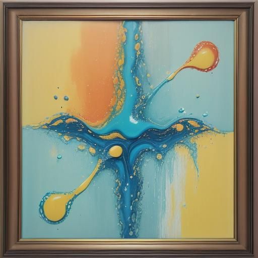 Abstract Flowing Oil Cell Painting in Frame