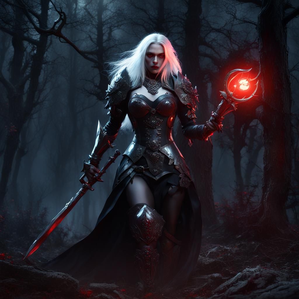 Vampire Enforcer in Dark Forest, Fantasy Concept Art