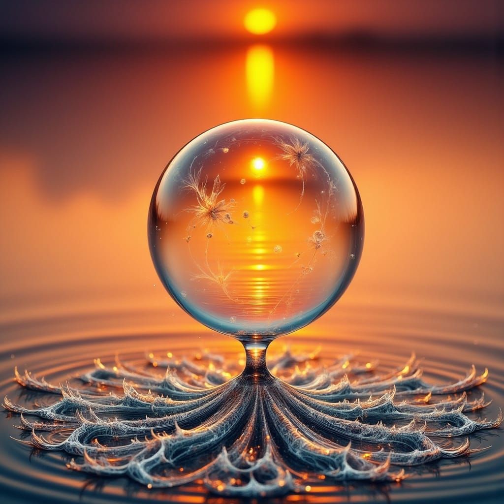 Ethereal Magic Flux Freezes on Serene Lake at Sunset