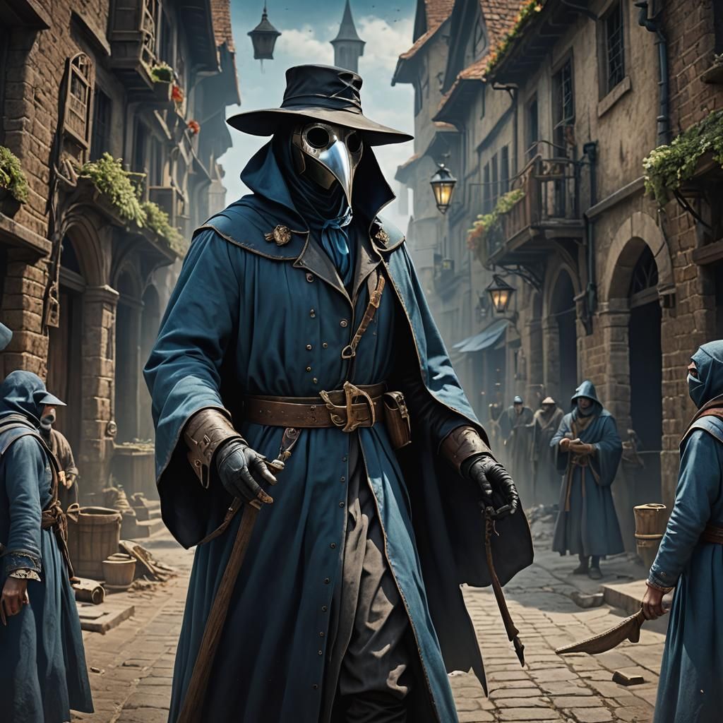 Man in Plague Doctor Mask, Detailed Matte Painting