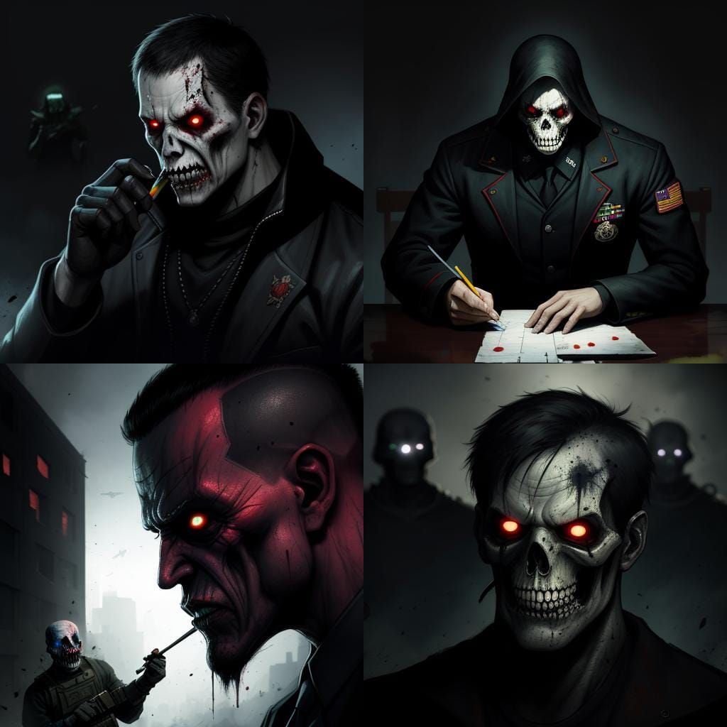 Sinister Marines Eating Crayons, Dark Fantasy Art