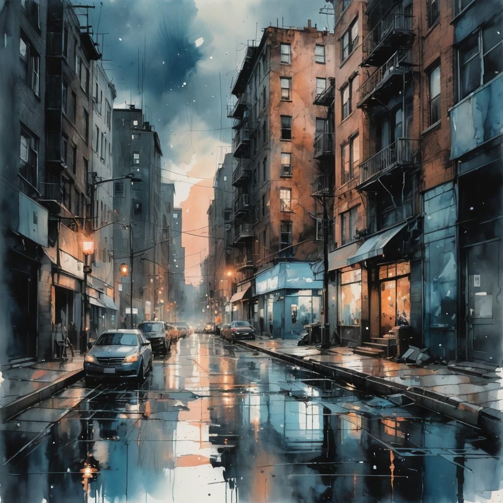 Ethel Tower at Midnight: Watercolor Reflection