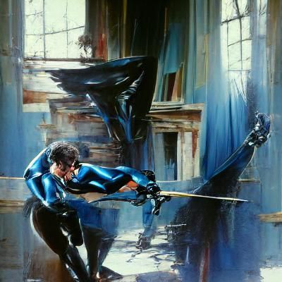 Nightwing in Oil Painting Style